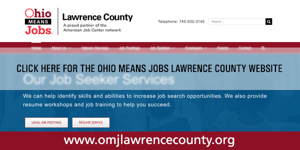 redirect button for the ohio means jobs lawrence county website